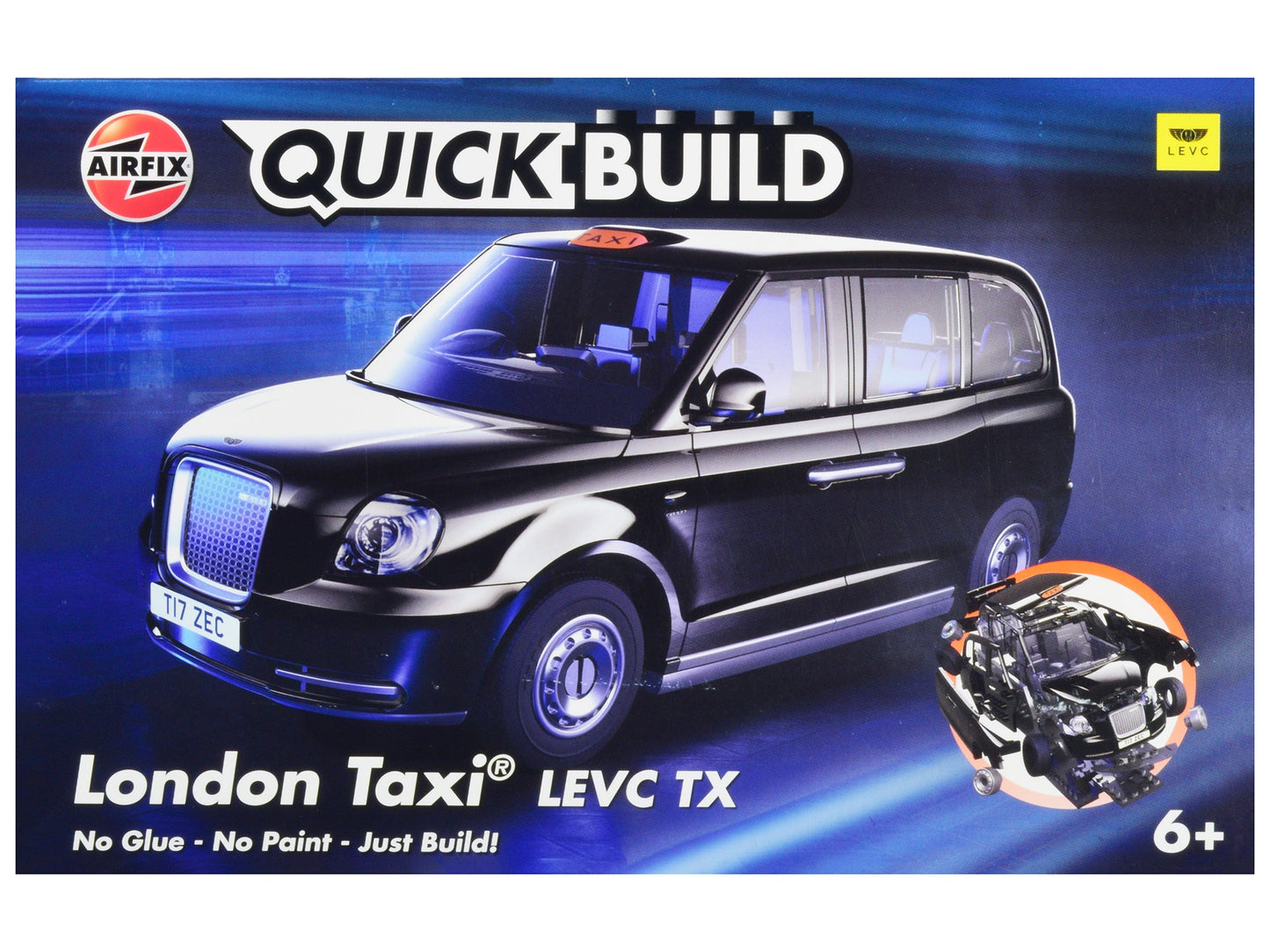 Skill 1 Model Kit London Taxi LEVC TX Black Snap Together Painted Plastic Model Car Kit