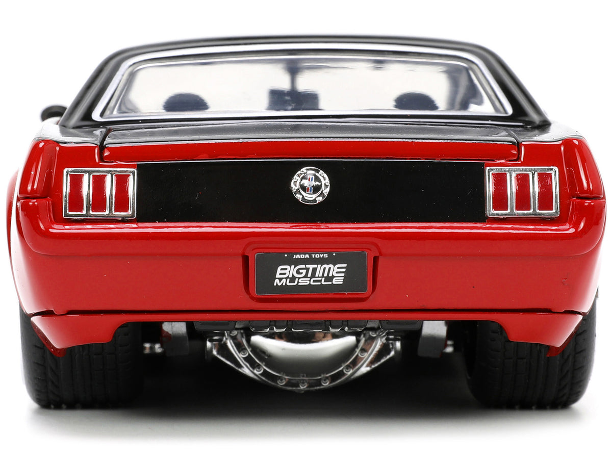 1965 Ford Mustang Custom Red and Black "Bigtime Muscle" Series 1/24 Diecast Model Car