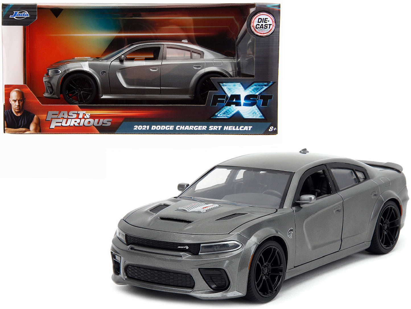 2021 Dodge Charger SRT Hellcat Gray Metallic "Fast X" (2023) Movie "Fast & Furious" Series 1/24 Diecast Model Car