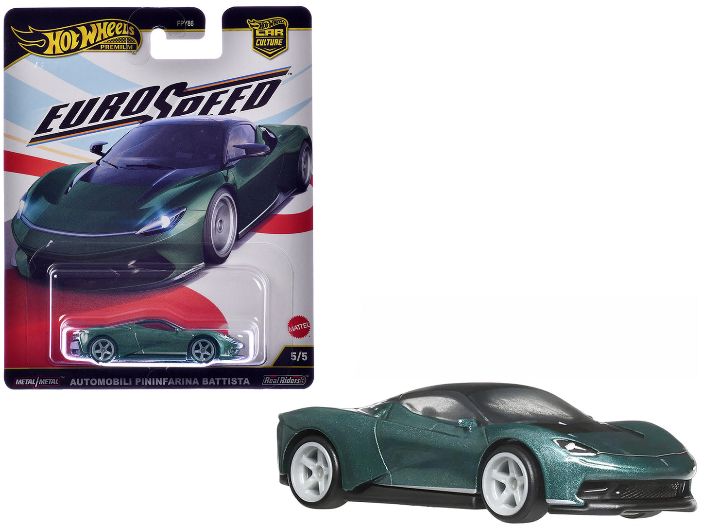 Automobili Pininfarina Battista Green Metallic with Black Top "Euro Speed" Series Diecast Model Car