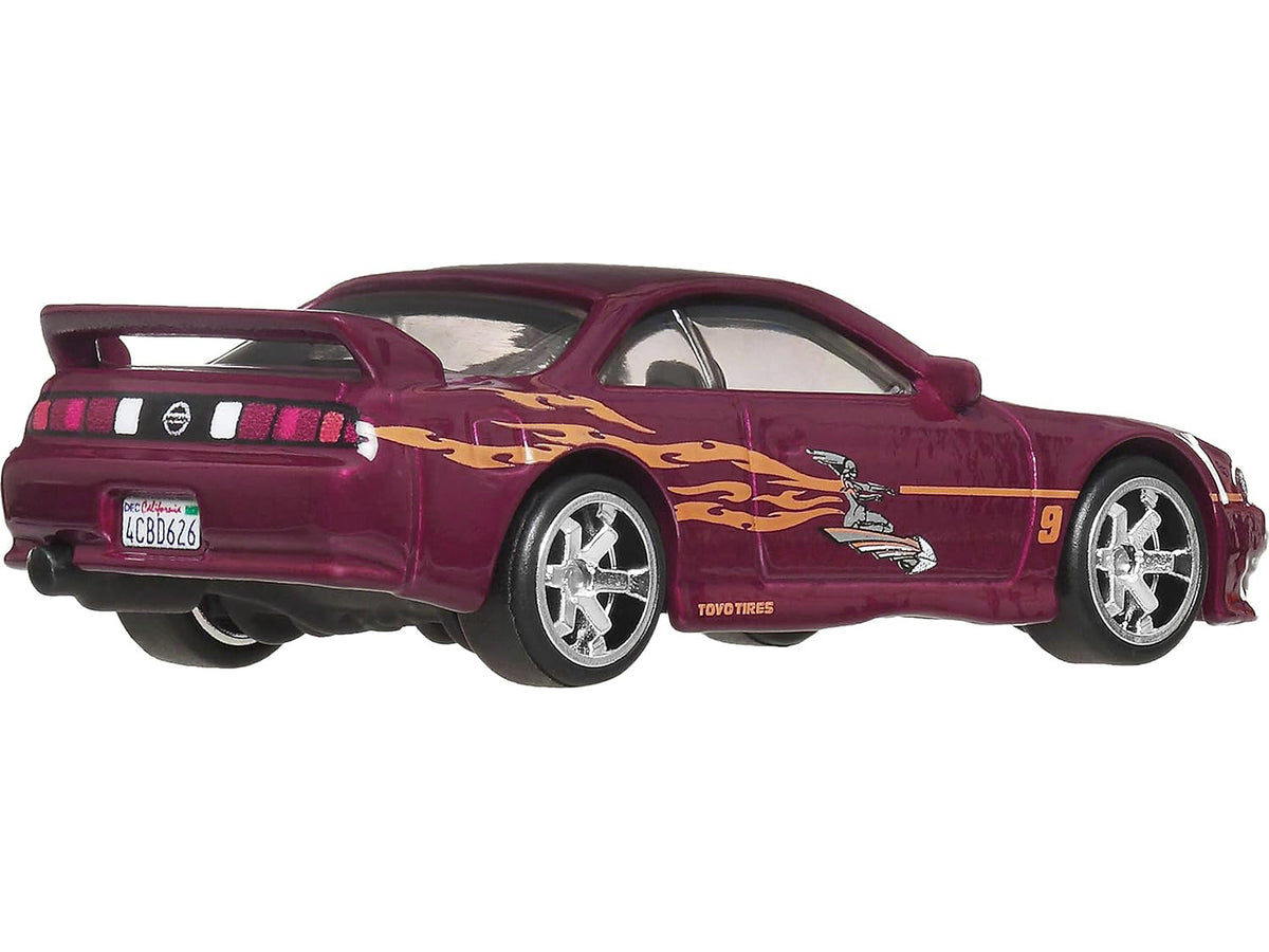 Nissan 240SX (S14) RHD (Right Hand Drive) Maroon with Graphics "The Fast and the Furious" (2001) Movie "Fast & Furious" Series Diecast Model Car