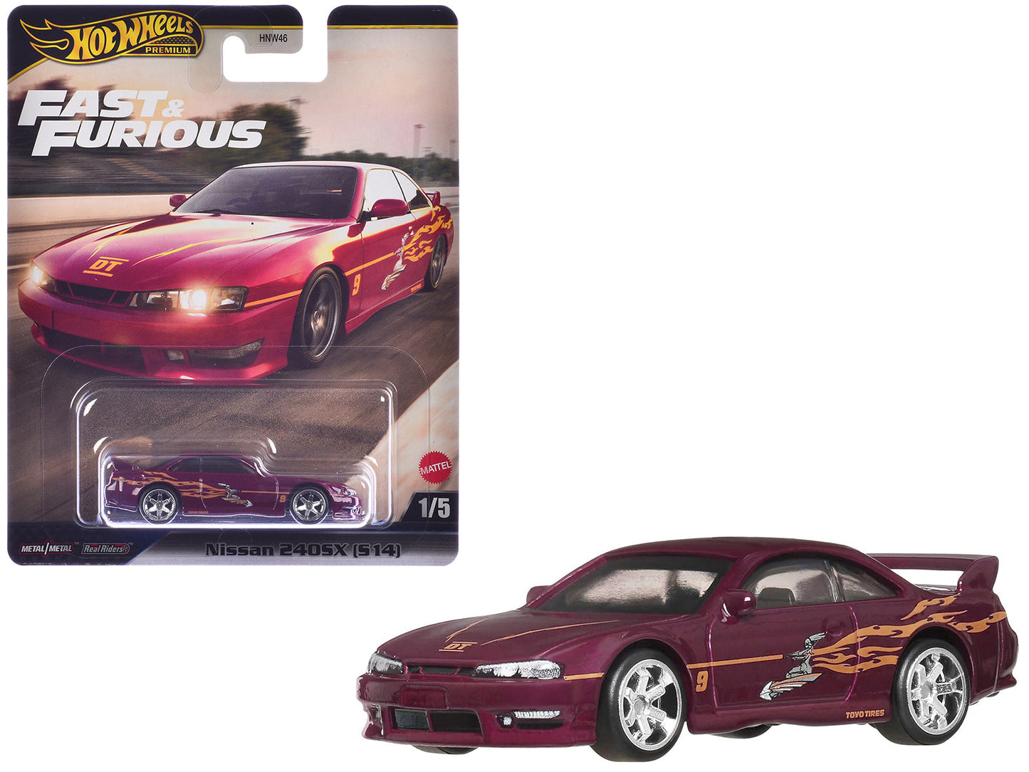 Nissan 240SX (S14) RHD (Right Hand Drive) Maroon with Graphics "The Fast and the Furious" (2001) Movie "Fast & Furious" Series Diecast Model Car