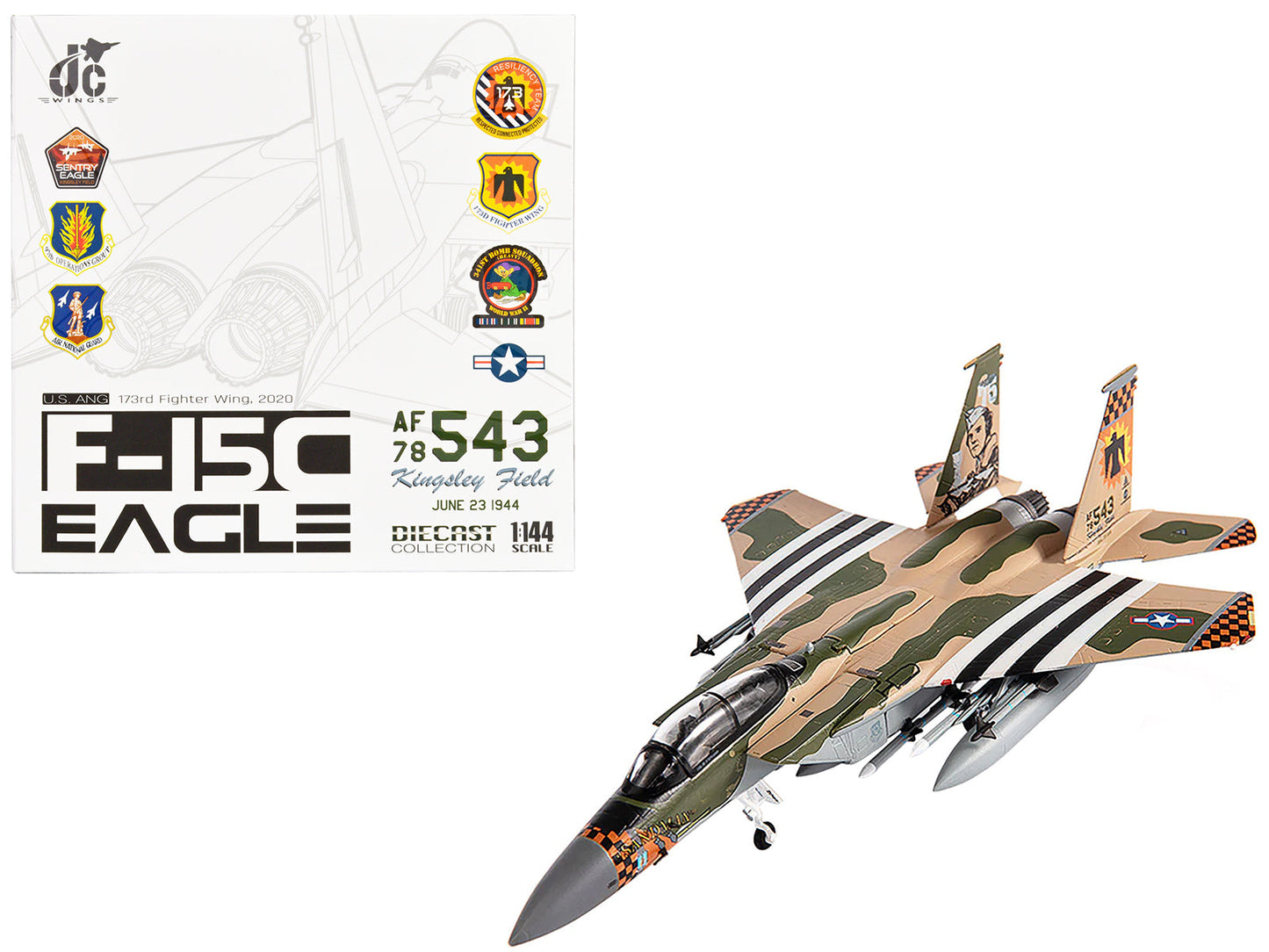 McDonnell Douglas F-15C Eagle Fighter Aircraft "173rd Fighter Wing" (2020) United States Air National Guard 1/144 Diecast Model