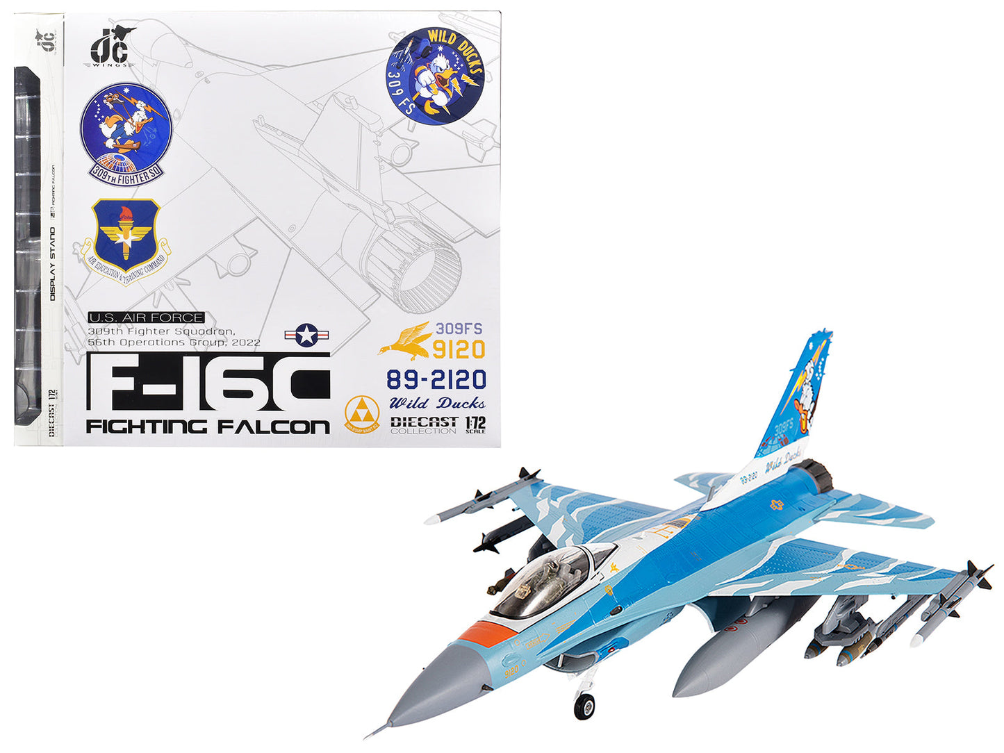 Lockheed F-16C Fighting Falcon Fighter Aircraft "309th Fighter Squadron 56th Operations Group Wild Ducks" (2022) United States Air Force 1/72 Diecast Model