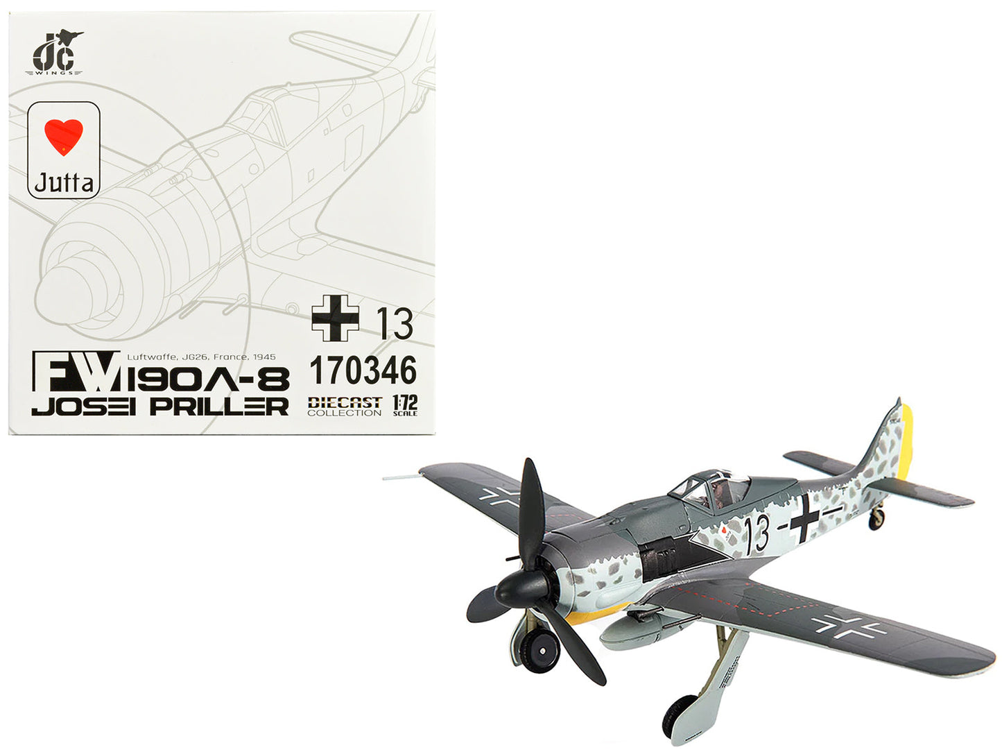 Focke-Wulf Fw 190A-8 Fighter Aircraft "JG 26 Schlageter France" (1945) German Luftwaffe 1/72 Diecast Model