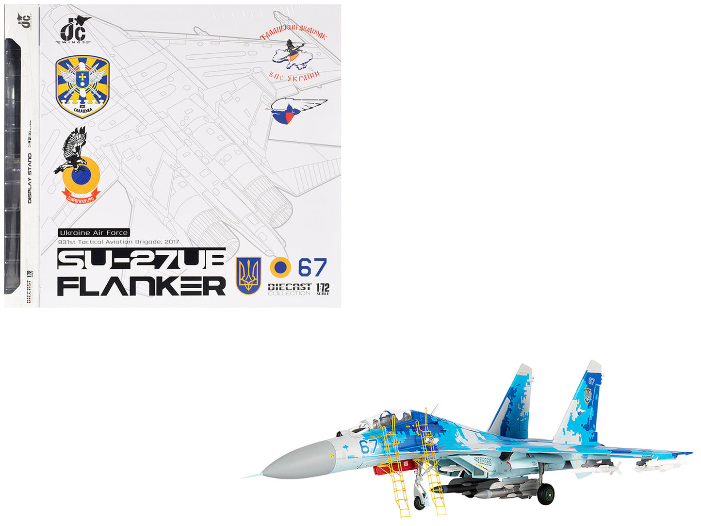 Sukhoi Su-27UB Flanker Aircraft "831st Tactical Aviation Brigade" (2017) Ukrainian Air Forces 1/72 Diecast Model