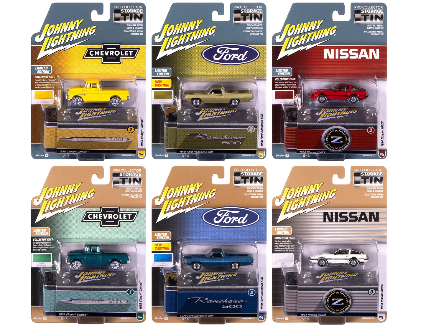 Johnny Lightning Collector's Tin 2025 Set of 6 Cars Release 3 Limited Edition 1/64 Diecast Model Cars