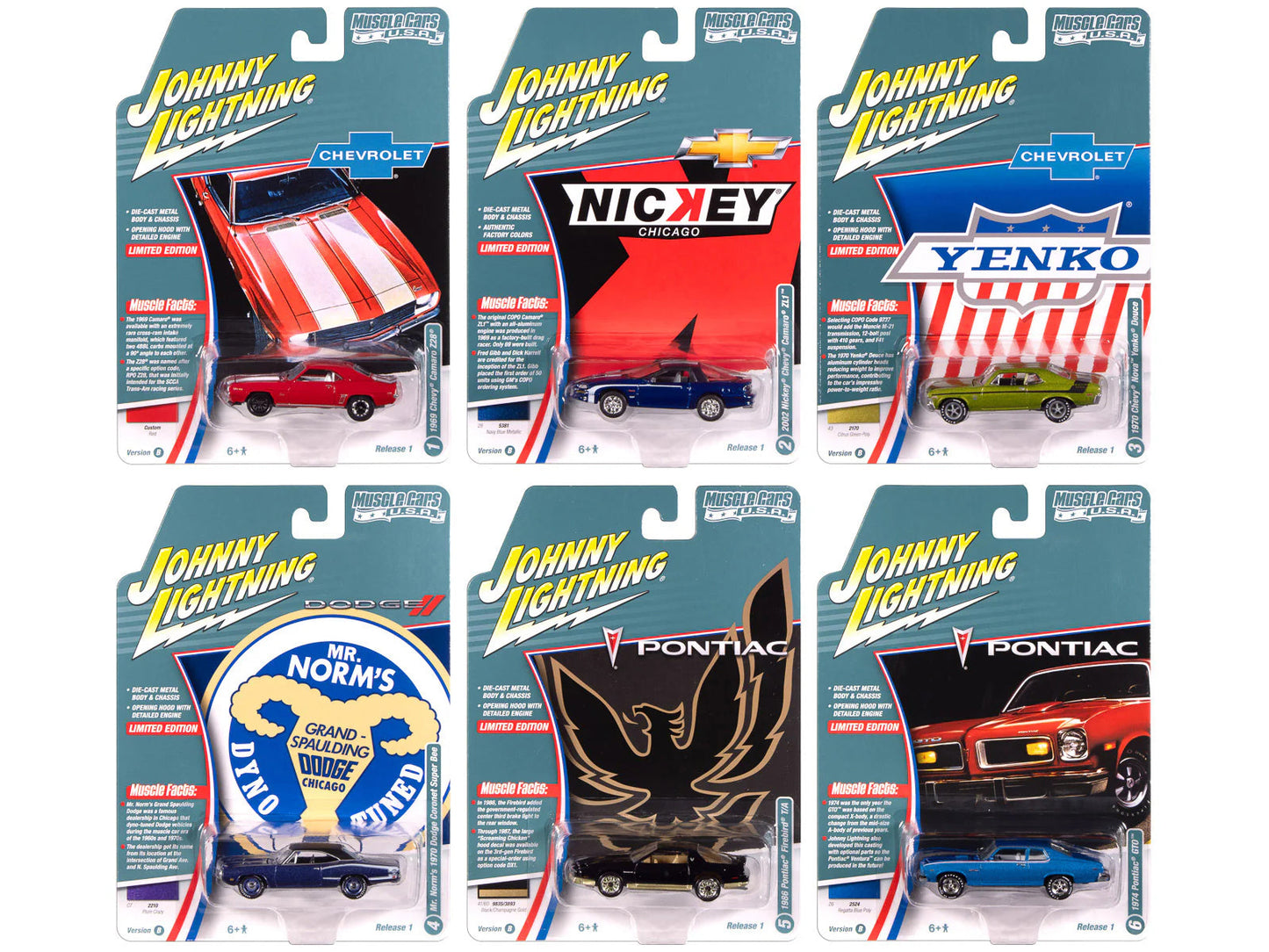"Muscle Cars USA" 2025 Release 1 Set B of 6 pieces 1/64 Diecast Model Cars