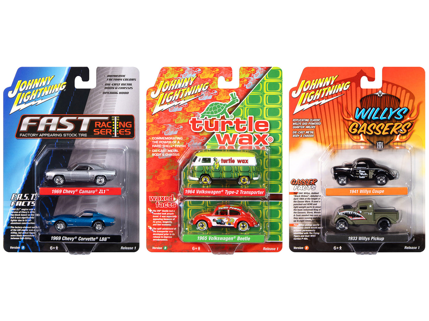 Johnny Lightning "2-Packs" 2024 Release 1 Set B of 6 pieces 1/64 Diecast Model Cars