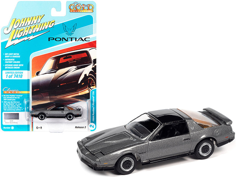 1984 Pontiac Firebird Trans Am T/A Silver Sand Gray Metallic with Black Top "Classic Gold Collection" Series Limited Edition to 7418 pieces Worldwide 1/64 Diecast Model Car