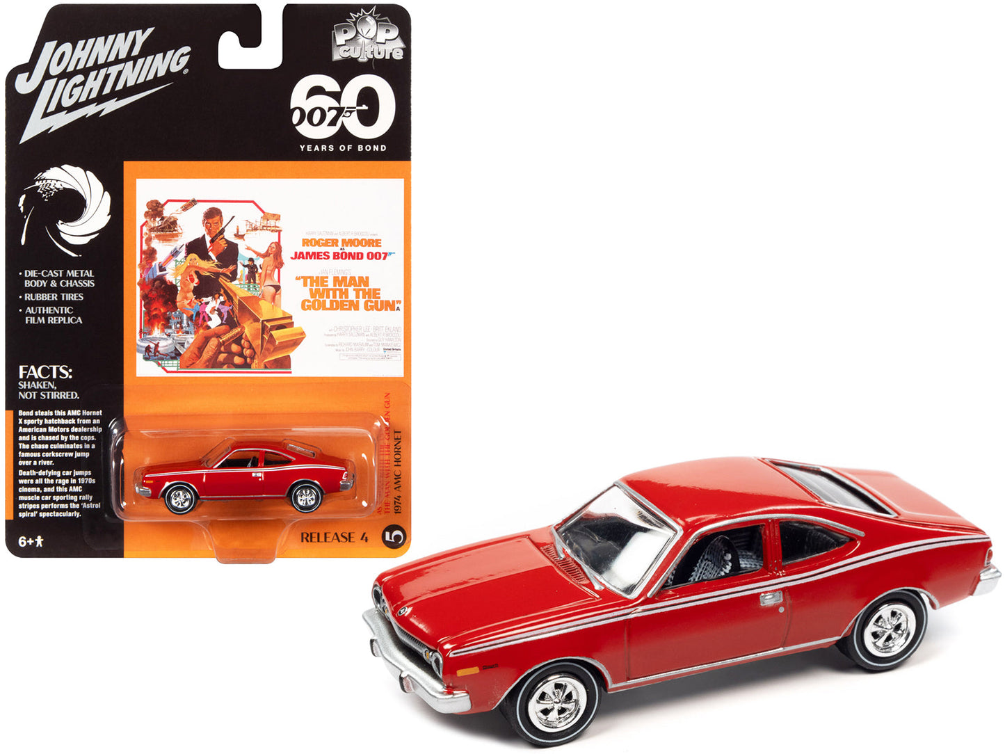 1974 AMC Hornet Red 007 James Bond "The Man with the Golden Gun" (1974) Movie "Pop Culture" 2022 Release 4 1/64 Diecast Model Car
