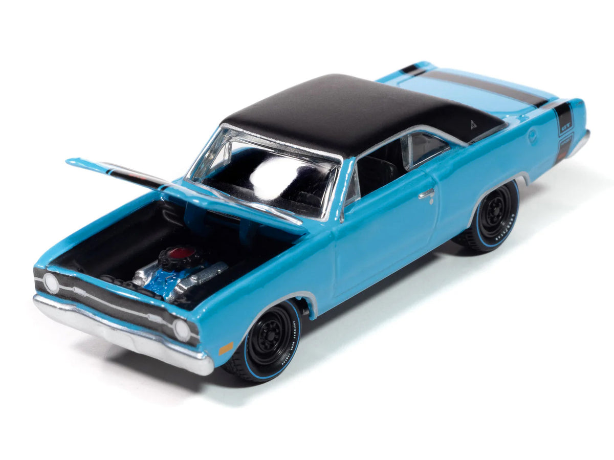 1969 Dodge Dart GTS 340 Blue with Black Top and Stripes "Goodyear Blue Streak" "Pop Culture" 2025 Release 1 1/64 Diecast Model Car