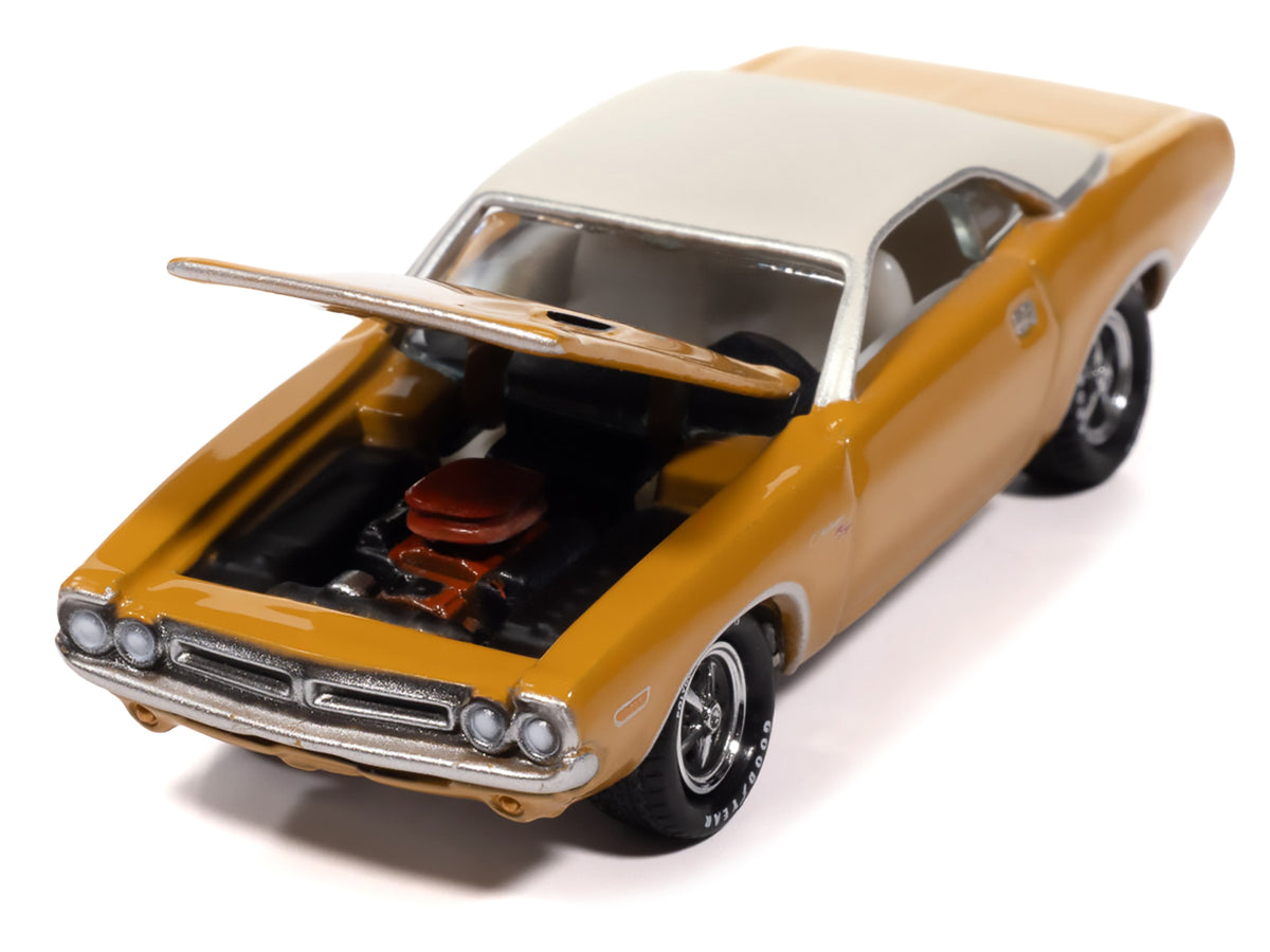 1971 Dodge Challenger R/T Butterscotch with White Top and Interior "Classic Gold Collection" 1/64 Diecast Model Car