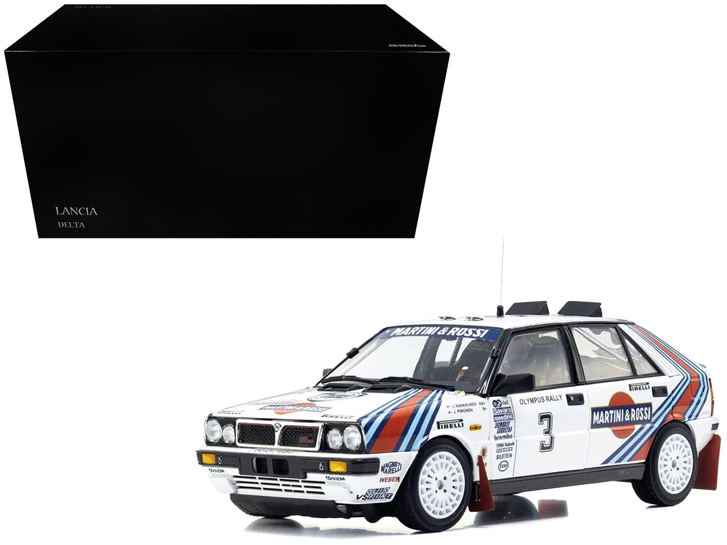 Lancia Delta HF 4WD #3 Juha Kankkunen - Juha Piironen "Martini Racing" Winner "Olympus Rally" (1987) 1/18 Diecast Model Car