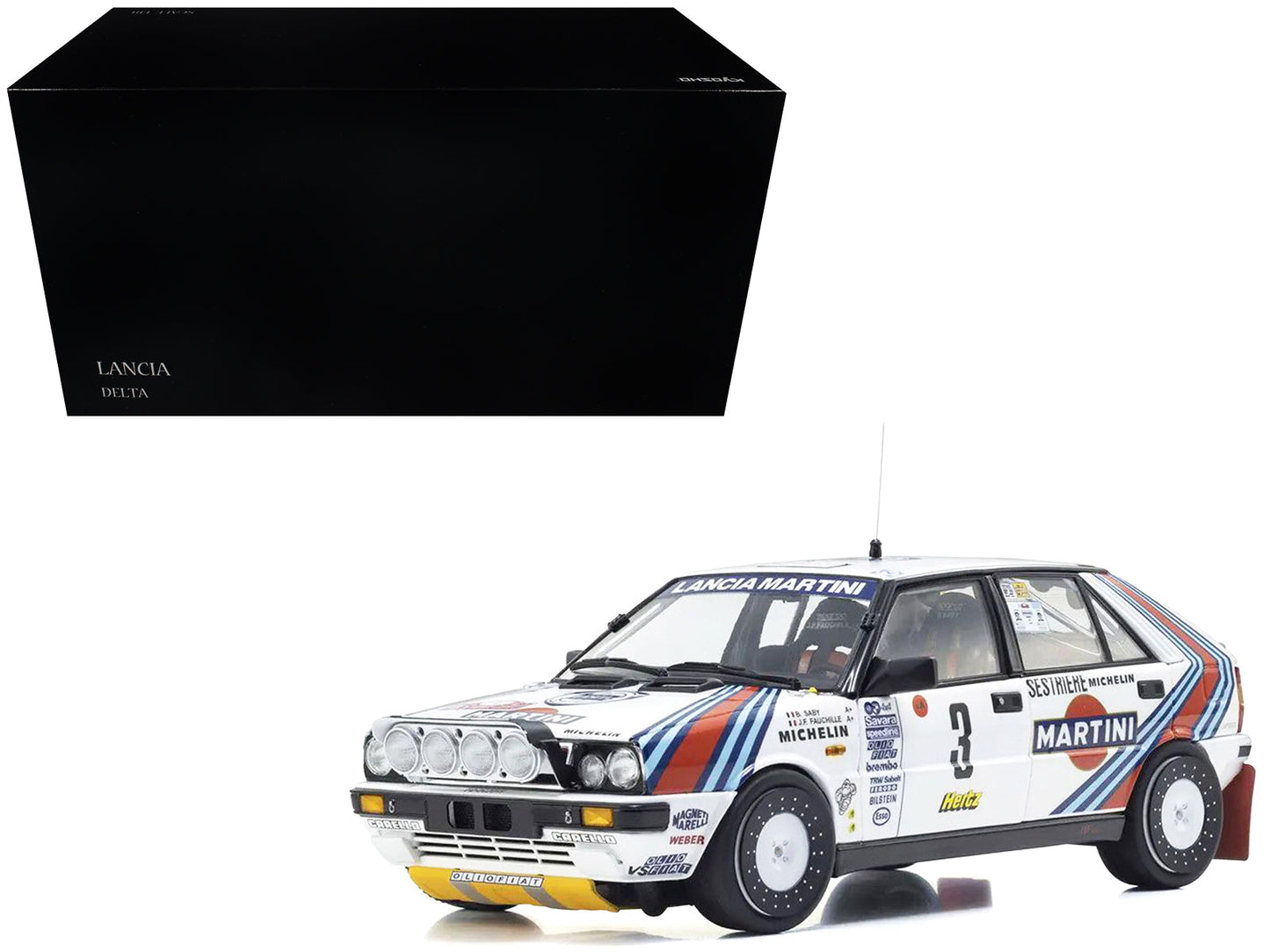 Lancia Delta HF 4WD #3 Bruno Saby - Jean-Francois Fauchille "Martini Racing" Winner "Rally Monte Carlo" (1988) 1/18 Diecast Model Car