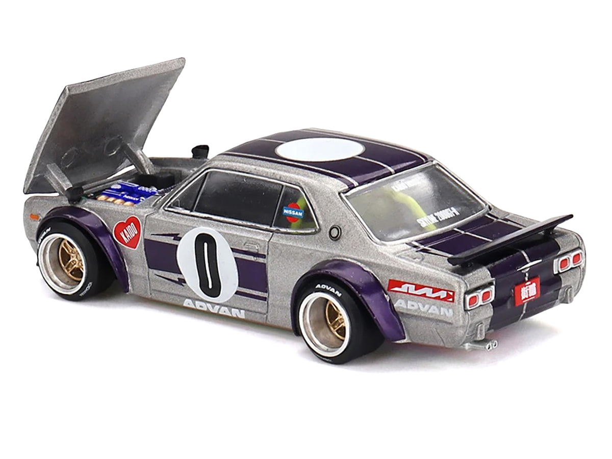 Nissan Skyline 2000GT-R (KPGC10) "Kaido Works V1" RHD (Right Hand Drive) #0 Silver Metallic with Purple Stripes (Designed