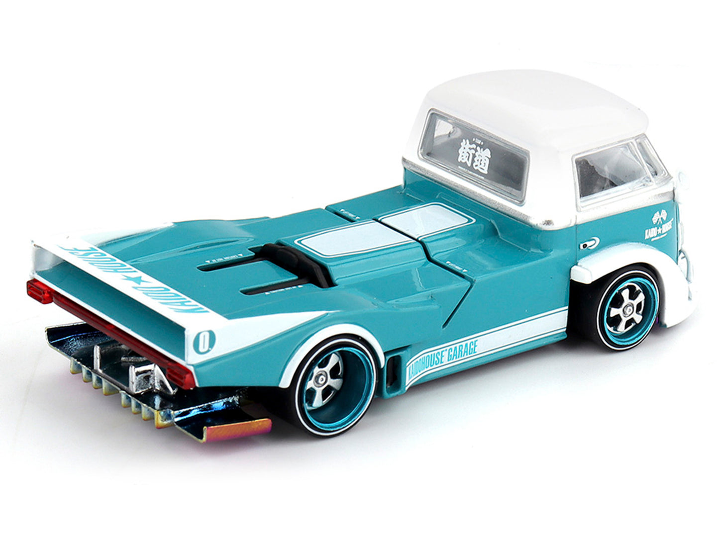 Volkswagen T1 "Kaido Works V1" Truck Turquoise with White Top and Stripes (Designed