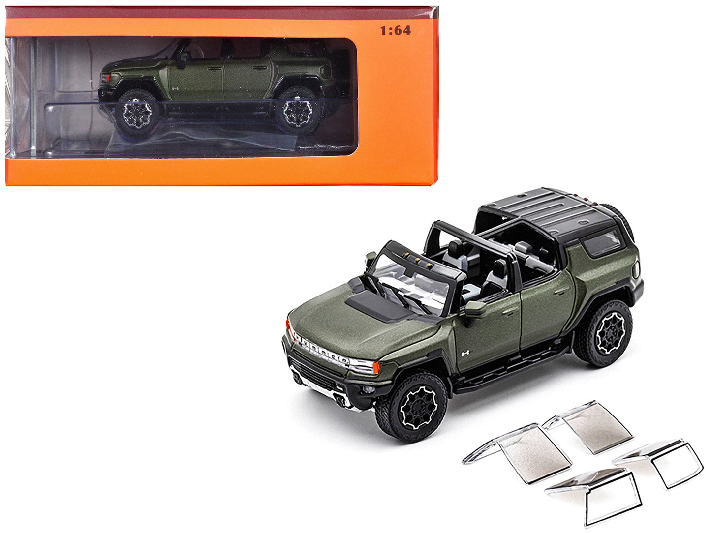 2023 GMC Hummer EV SUV Green Metallic with Black Top 1/64 Diecast Model Car