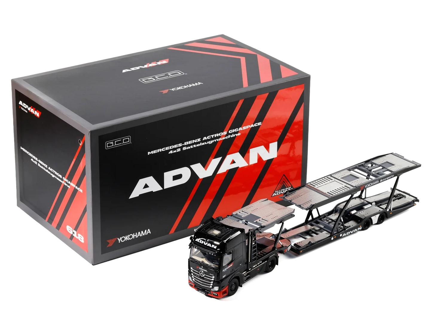 Mercedes-Benz Actros Gigaspace Auto Transporter "ADVAN Yokohama" Black 1/64 Diecast Model