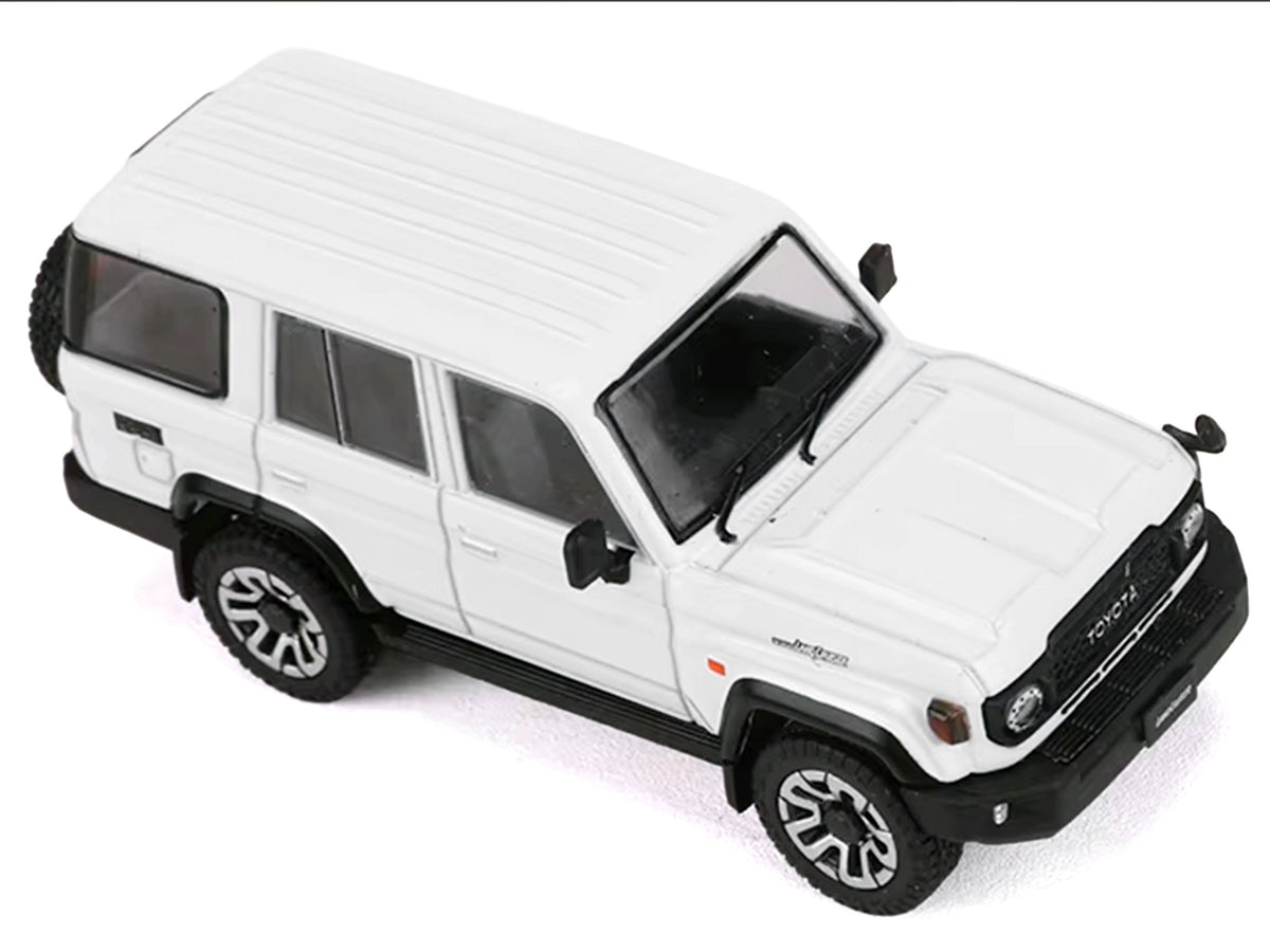 Toyota Land Cruiser (J76) RHD (Right Hand Drive) White 1/64 Diecast Model Car
