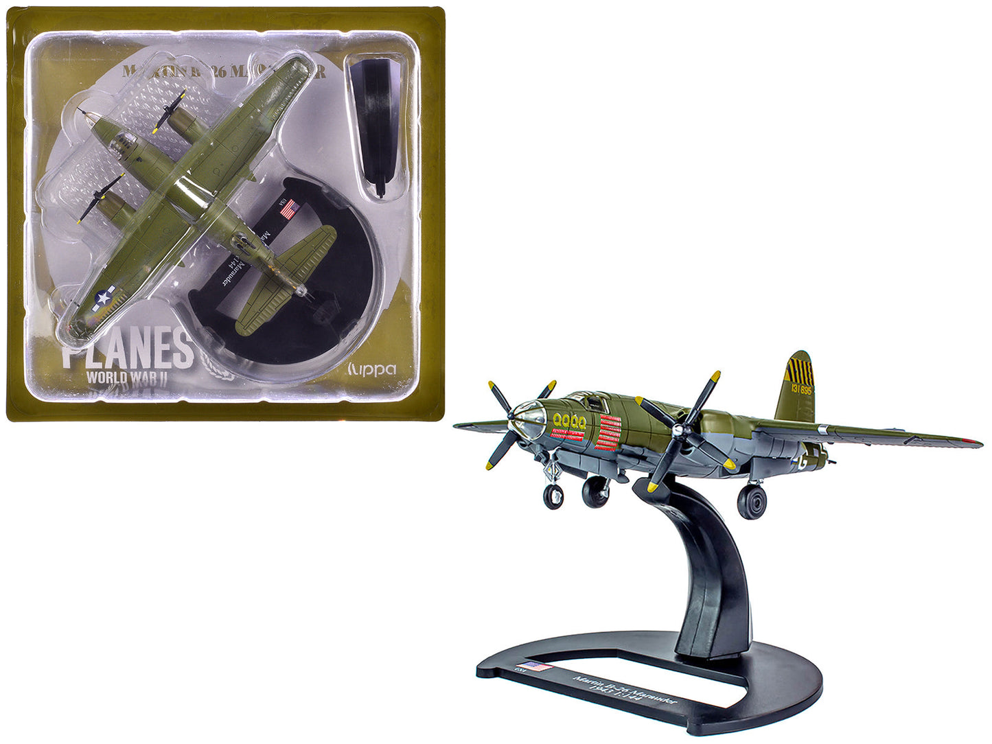 Martin B-26B Marauder Bomber Aircraft "QQQQ 556th Bomb Squadron 387th Bomb Group" United States Army Air Forces (1943) "Planes of World War II" Series 1/144 Diecast Model Airplane