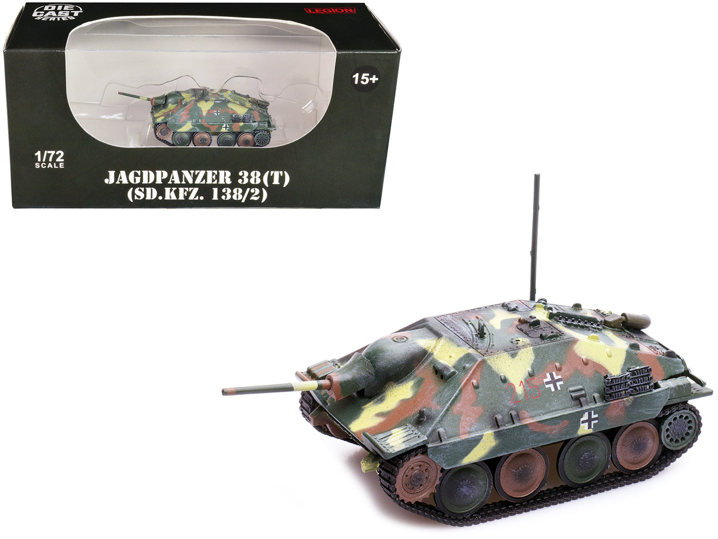 Jagdpanzer 38(T) SD.Kfz. 138/2 Hetzer Tank Destroyer Camouflage "German Army World War II" 1/72 Diecast Model