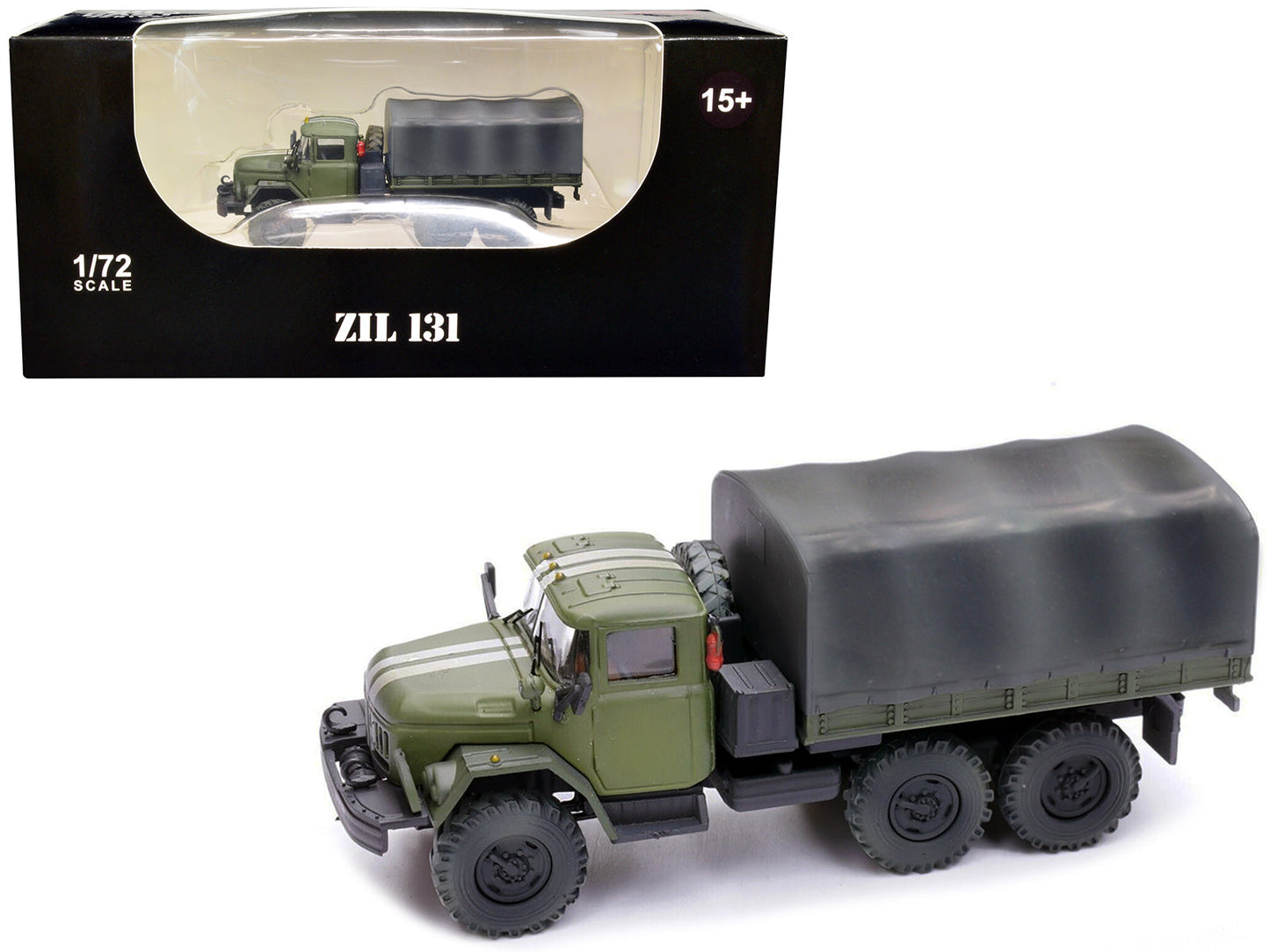ZIL 131 Cargo Truck Green with White Stripes "Ukrainian Ground Forces" 1/72 Diecast Model