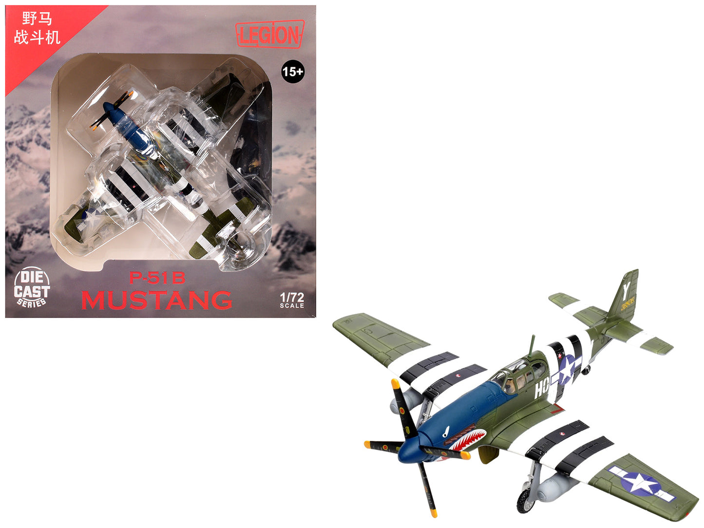 North American P-51B Mustang Aircraft "John Bennett 487th Fighter Squadron 352nd Fighter Group Blue-Nosed Bastards of Bodney RAF Bodney" (1944) United States Army Air Forces 1/72 Diecast Model Airplane