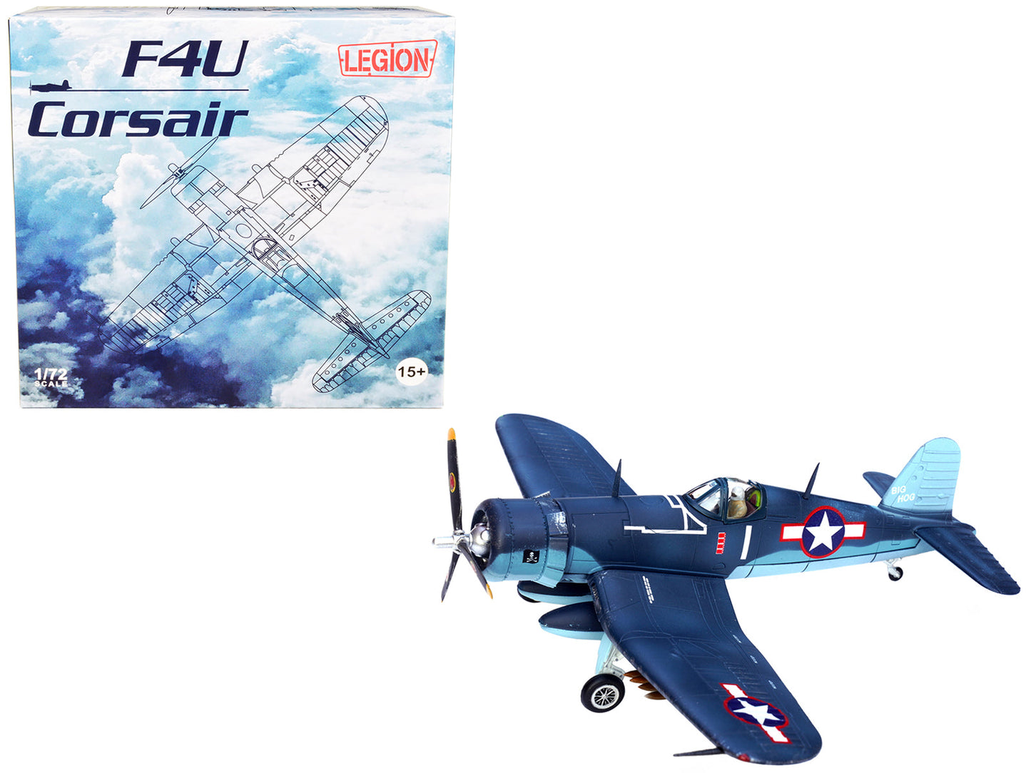 Vought F4U-1A Corsair Fighter Plane "Big Hog" VF-17 "Jolly Rogers" Captain Tommy Blackburn US Navy (1943) 1/72 Diecast Airplane Model