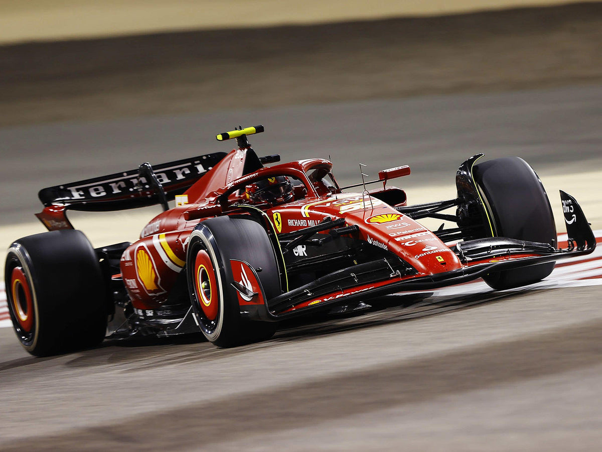 Ferrari SF-24 #55 Carlos Sainz 3rd Place Formula One F1 "Bahrain GP" (2024) with Acrylic Display Case 1/18 Model Car