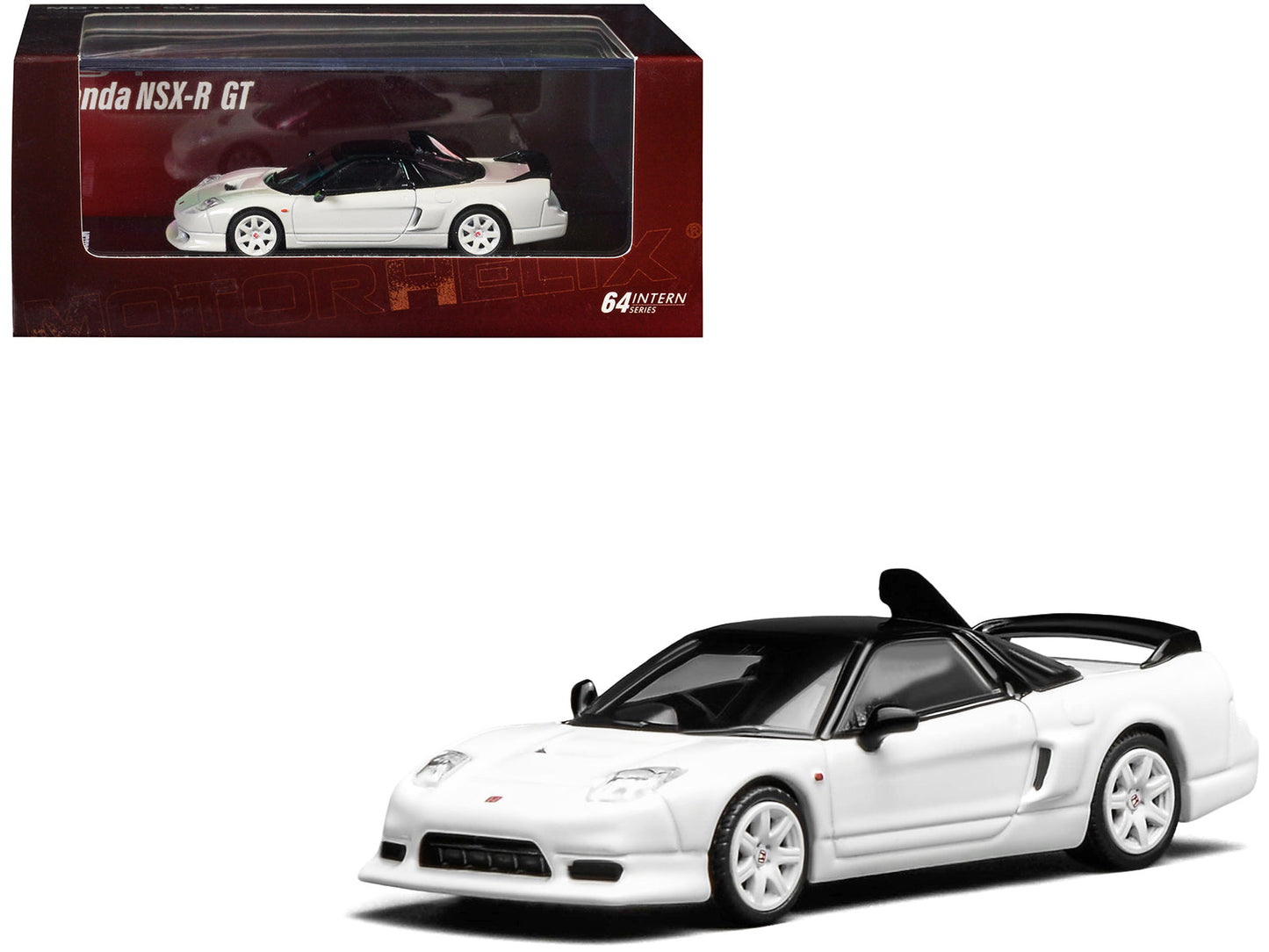 Honda NSX-R GT RHD (Right Hand Drive) Championship White with Black Top "Intern 64" Series 1/64 Diecast Model Car