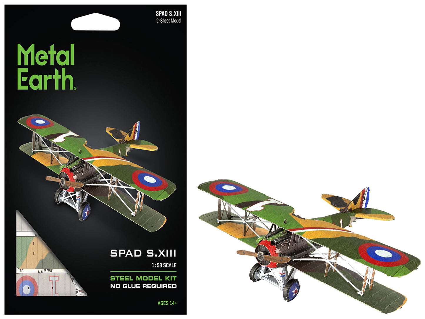 Model Kit SPAD S.XIII Fighter Aircraft "World War I" French Air Force (Moderate Difficulty) Steel Model