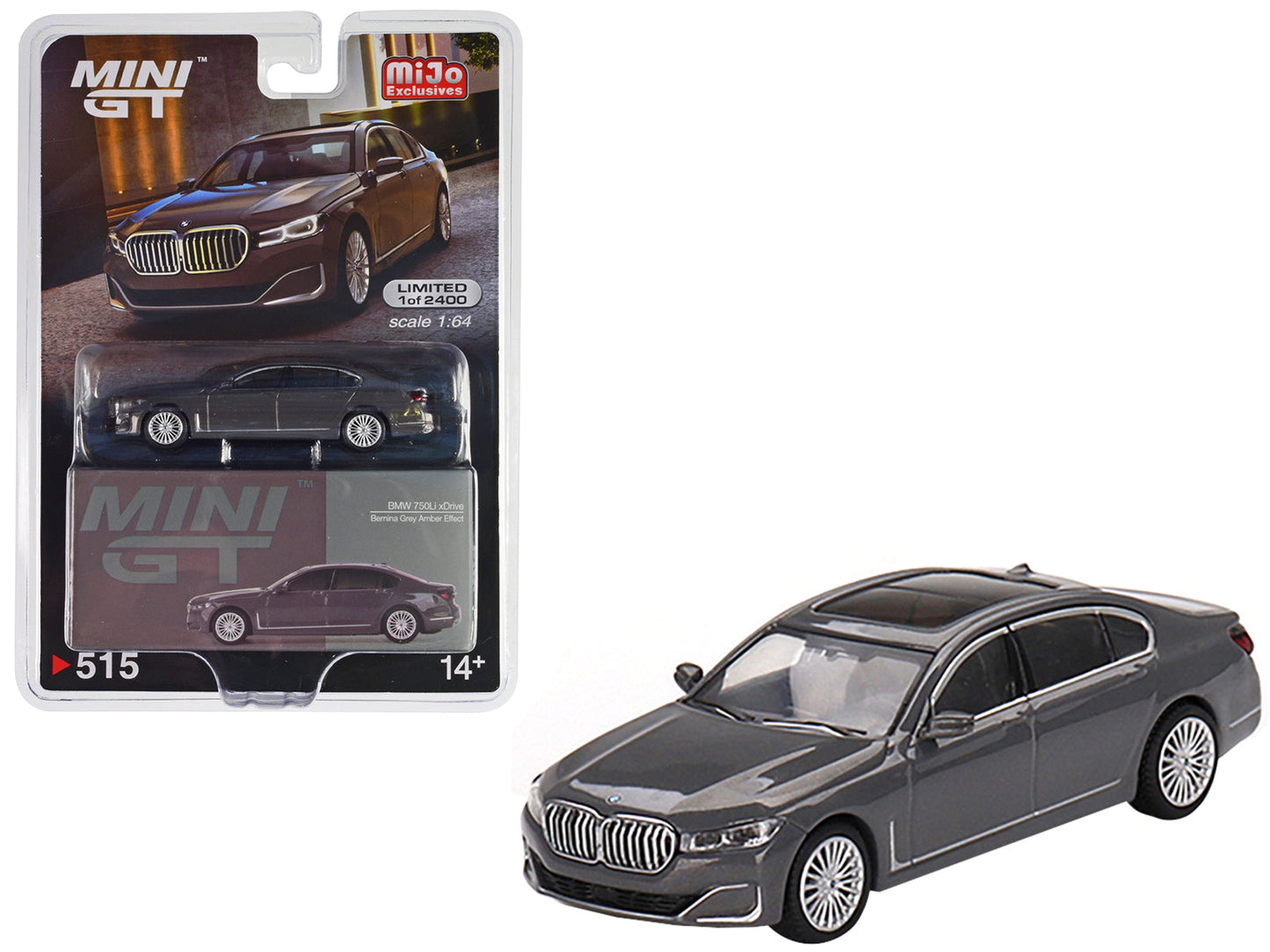 BMW 750Li xDrive Bernina Gray Amber Effect with Sunroof Limited Edition to 2400 pieces Worldwide 1/64 Diecast Model Car