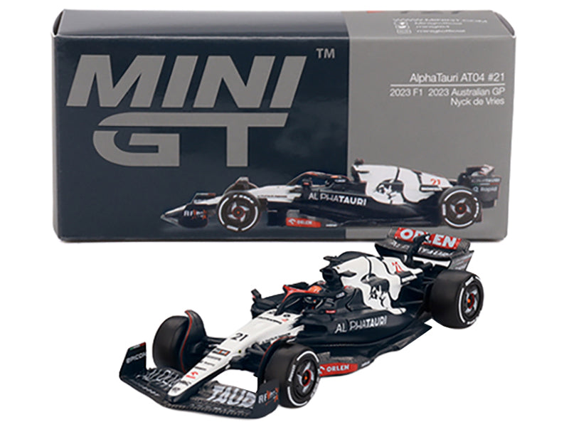 AlphaTauri AT04 #21 Nyck de Vries Formula One F1 "Australian GP" (2023) Limited Edition 1/64 Diecast Model Car