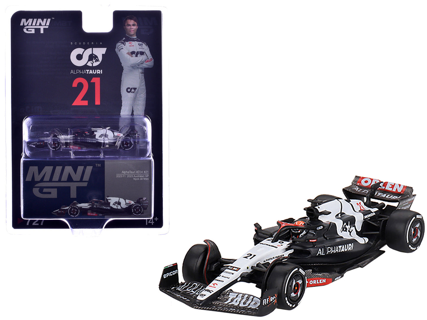 AlphaTauri AT04 #21 Nyck de Vries Formula One F1 "Australian GP" (2023) Limited Edition 1/64 Diecast Model Car