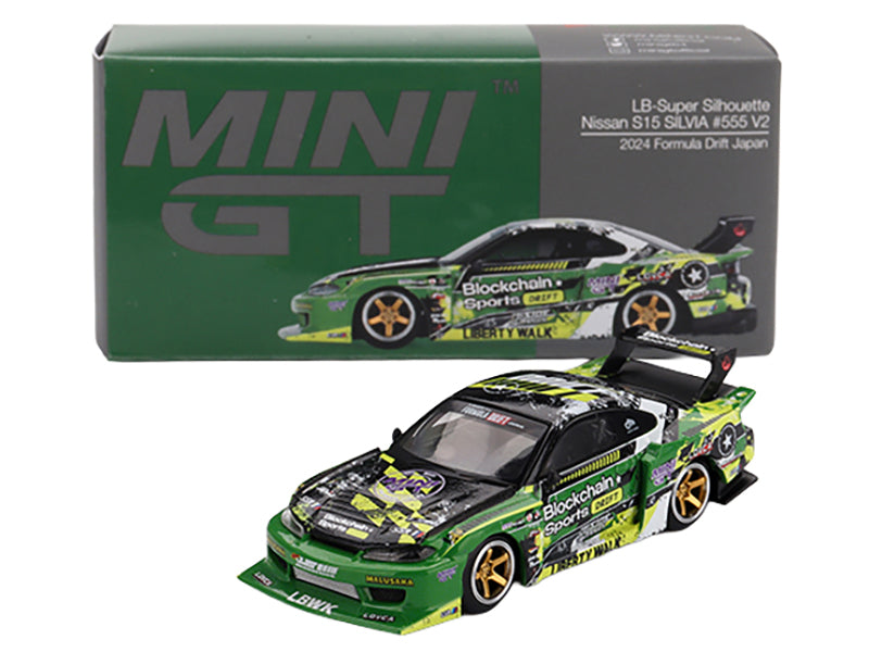 Nissan "LB-Super Silhouette" S15 SILVIA RHD (Right Hand Drive) #555 "V2" Yukio Fausto "Formula Drift Japan" (2024) Limited Edition 1/64 Diecast Model Car