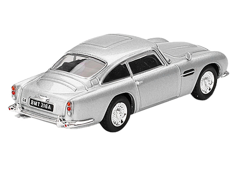 Aston Martin DB5 RHD (Right Hand Drive) Birch Silver Metallic 007 James Bond "Thunderball" (1965) Movie Limited Edition 1/64 Diecast Model Car