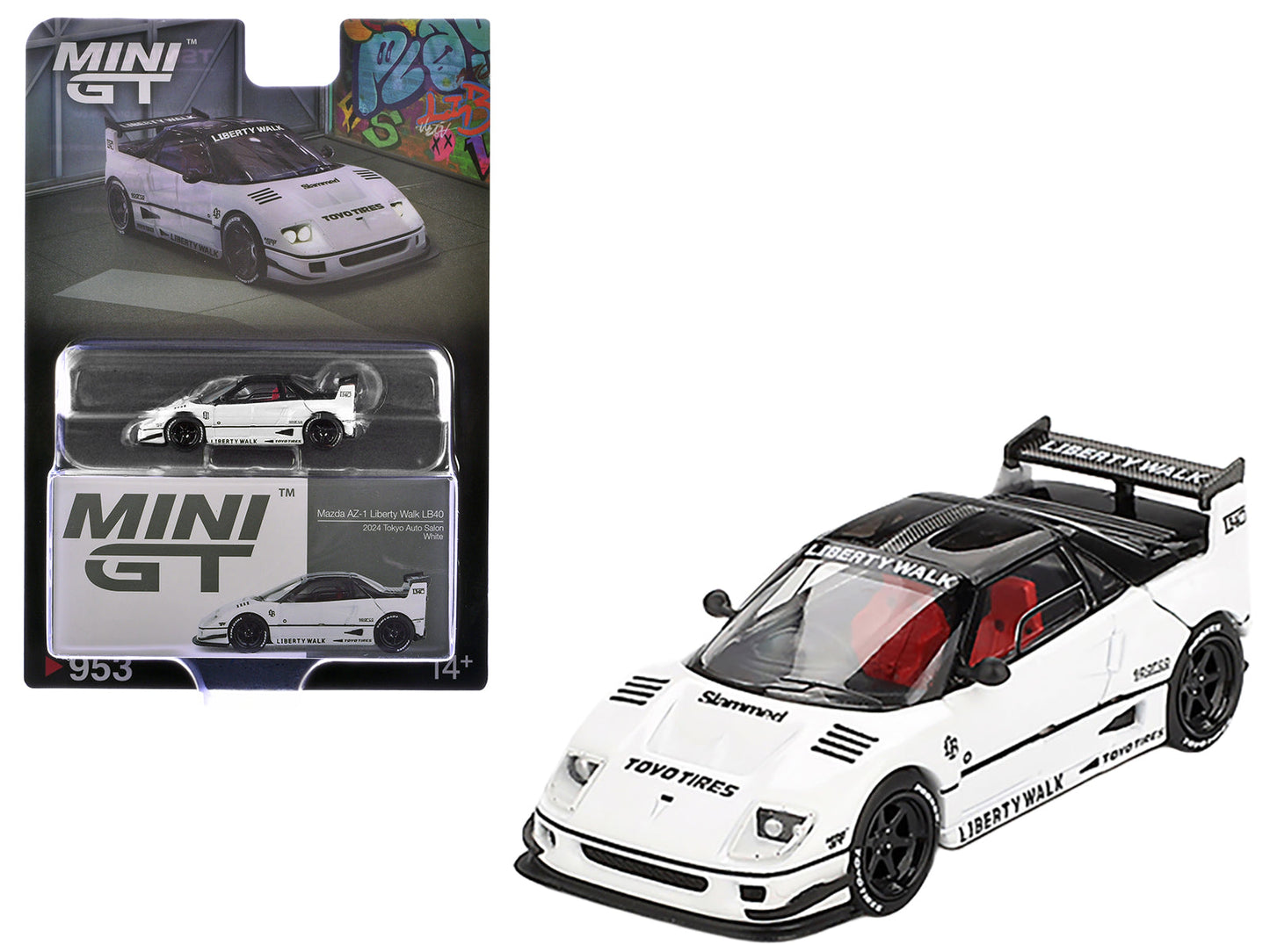 Mazda AZ-1 Liberty Walk LB40 RHD (Right Hand Drive) White with Black Top "2024 Tokyo Auto Salon" Limited Edition 1/64 Diecast Model Car
