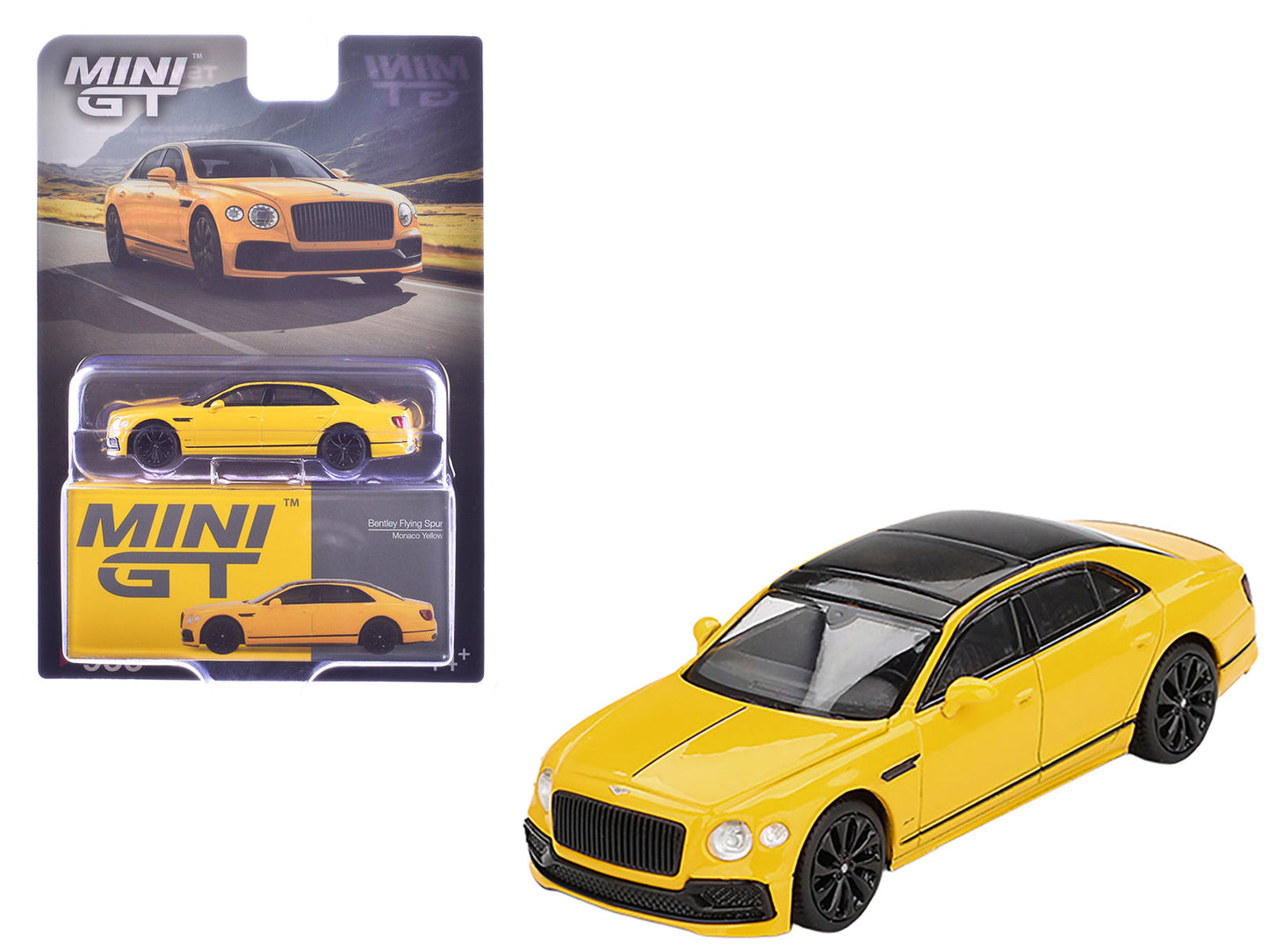 Bentley Flying Spur Monaco Yellow with Black Top Limited Edition 1/64 Diecast Model Car