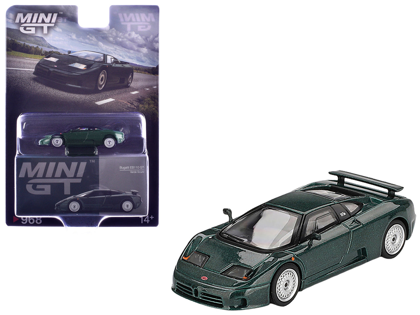 Bugatti EB110 GT Verde Scuro Dark Green Metallic Limited Edition 1/64 Diecast Model Car
