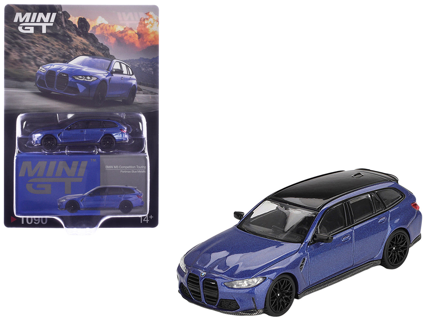 BMW M3 Competition Touring Portimao Blue Metallic with Black Top 1/64 Diecast Model Car