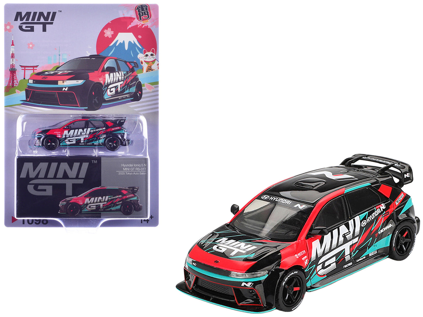 Hyundai Ioniq 5N RS-01T "Mini GT" Black with Graphics "2025 Tokyo Auto Salon" Limited Edition 1/64 Diecast Model Car