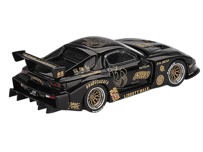 Mazda RX-7 LB-Super Silhouette "FD-NILES" Black with Gold Graphics Limited Edition 1/64 Diecast Model Car
