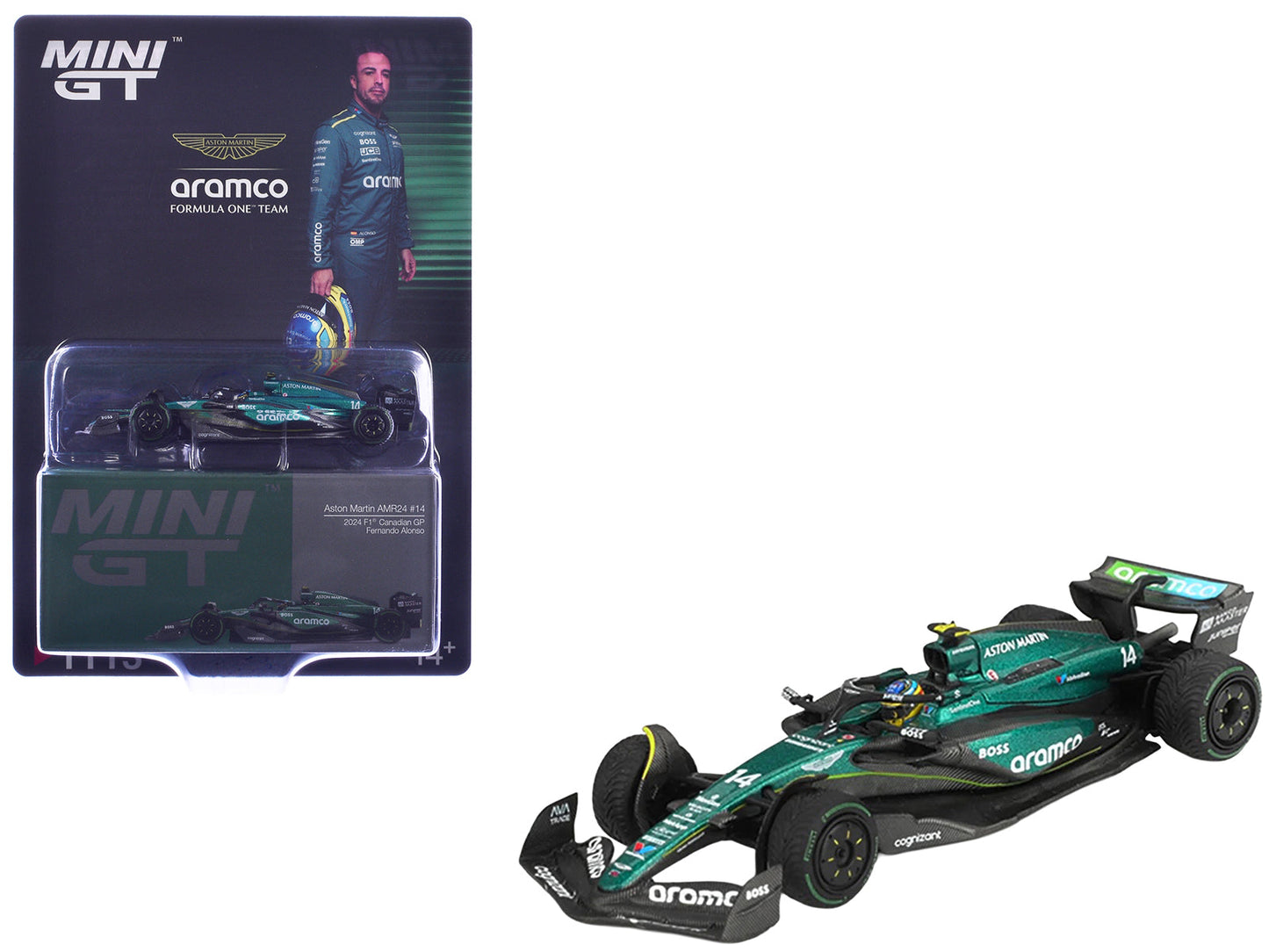 Aston Martin AMR24 #14 Fernando Alonso Formula One F1 "Canadian GP" (2024) Limited Edition 1/64 Diecast Model Car