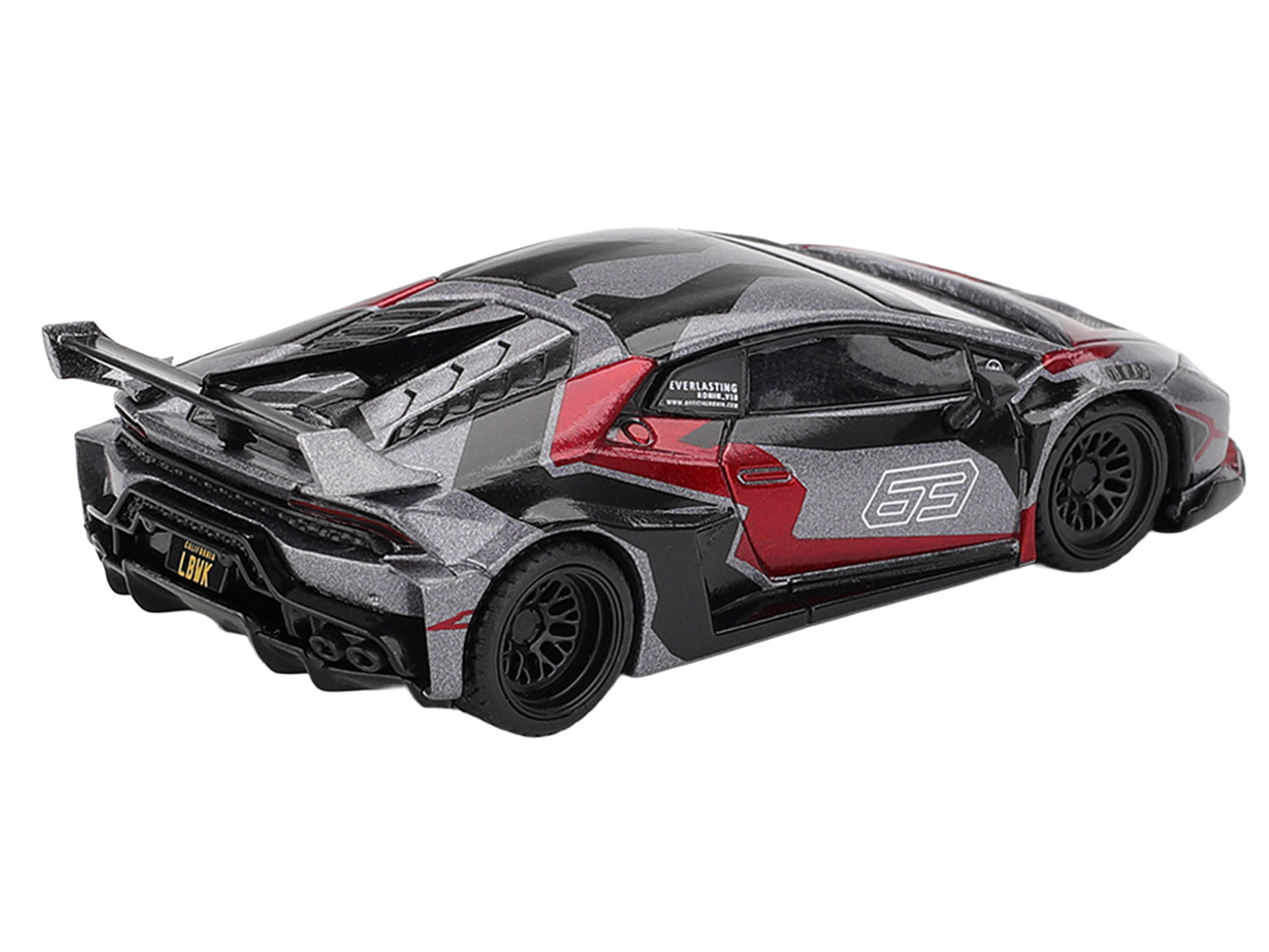 Lamborghini Huracan GT LB-WORKS "RONIN" Gray Metallic with Black and Red Graphics 1/64 Diecast Model Car