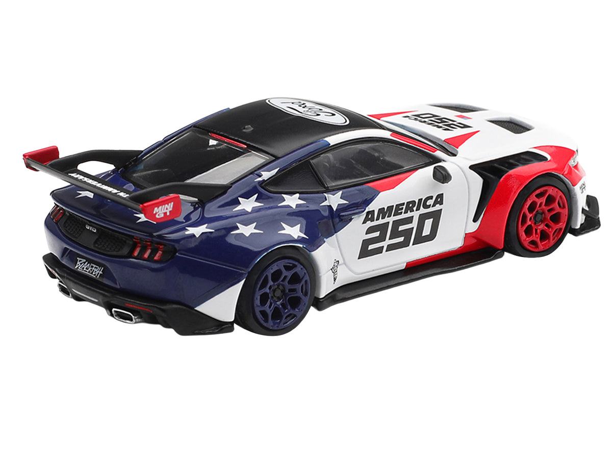Ford Mustang GTD "America 250 - USA Exclusive" White with American Flag Graphics Limited Edition 1/64 Die Cast Model Car