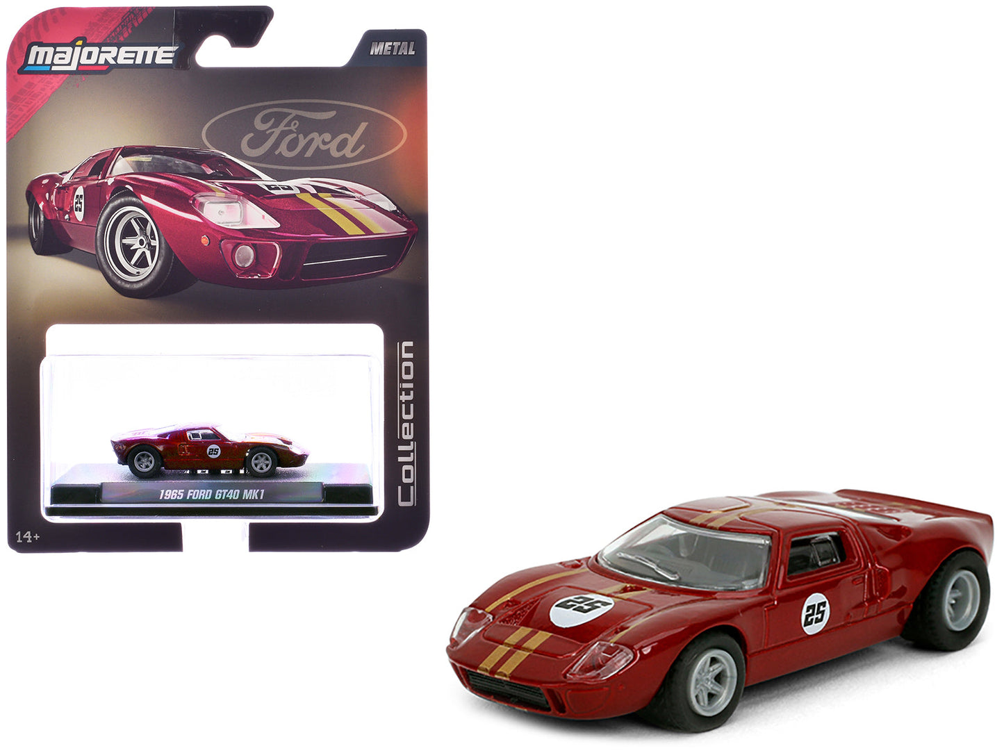 1965 Ford GT40 MK1 #25 Red Metallic with Gold Stripes "Collection" Series 1/64 Diecast Model Car