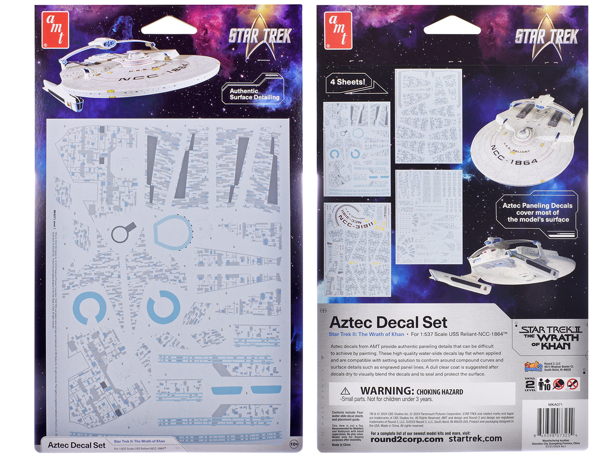 U.S.S. Reliant NCC-1864 Aztec Decal Set "Star Trek II: The Wrath of Khan" (1982) Movie 1/537 Scale Model
