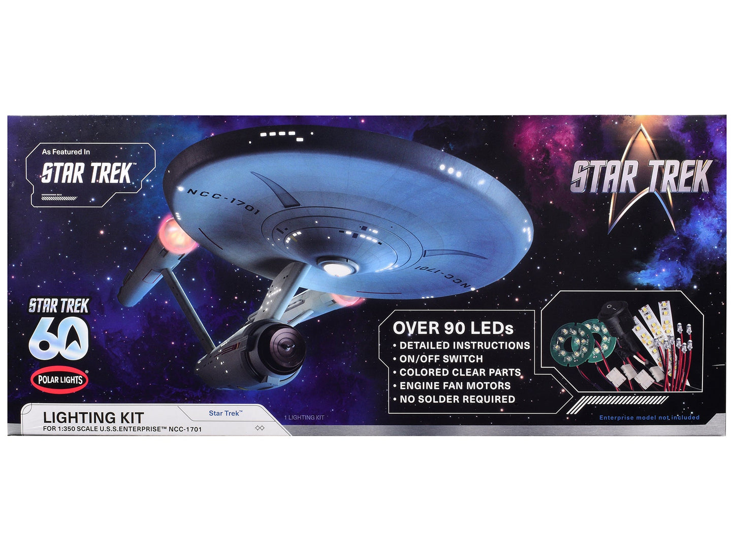 Skill 2 Model Kit Star Trek The Original Series USS Enterprise 60th Anniversary Lighting Set for 1/350 Scale Model