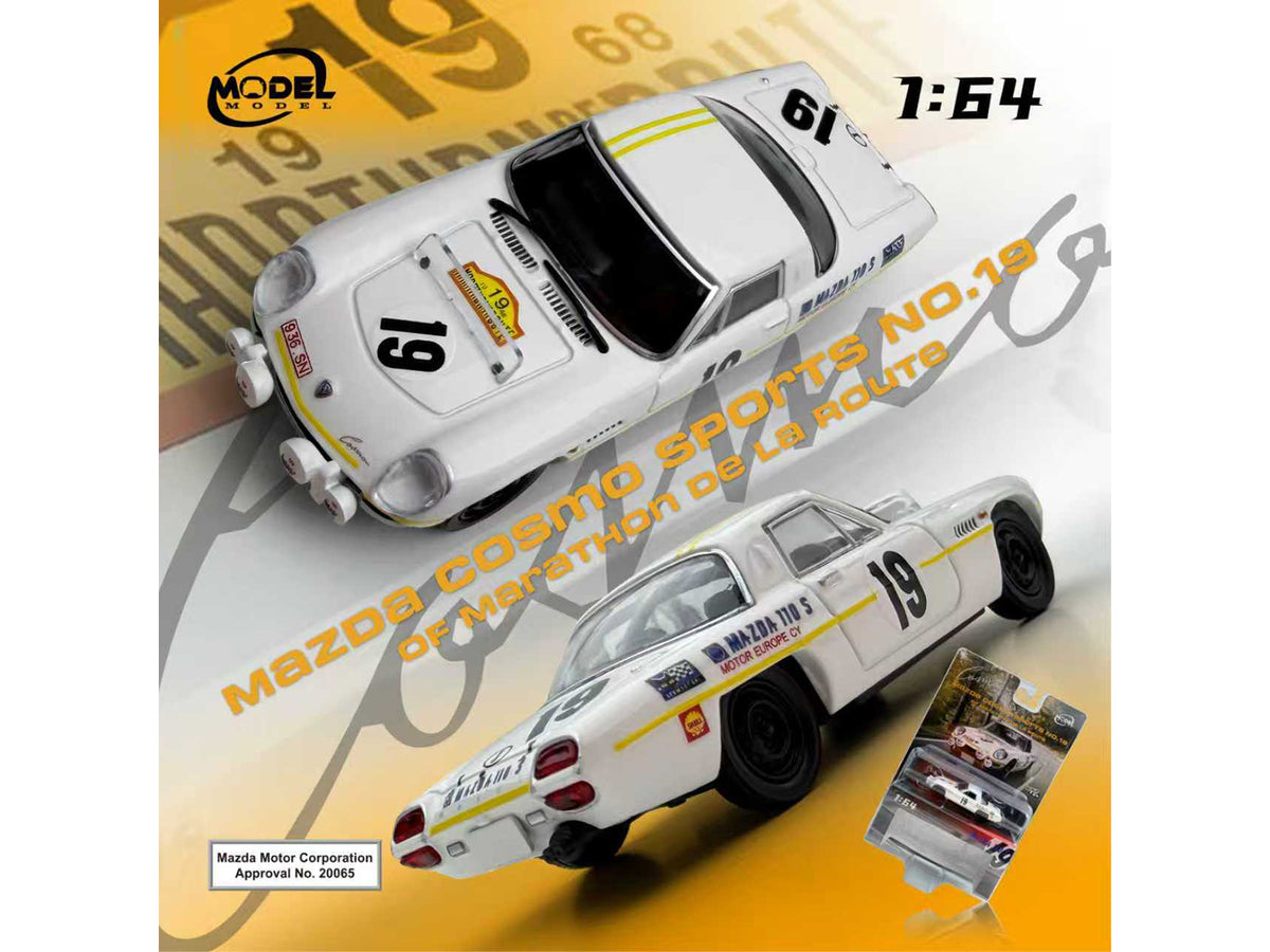 Mazda 110 S Cosmo Sports RHD (Right Hand Drive) #19 "Marathon de la Route" (1968) 1/64 Diecast Model Car